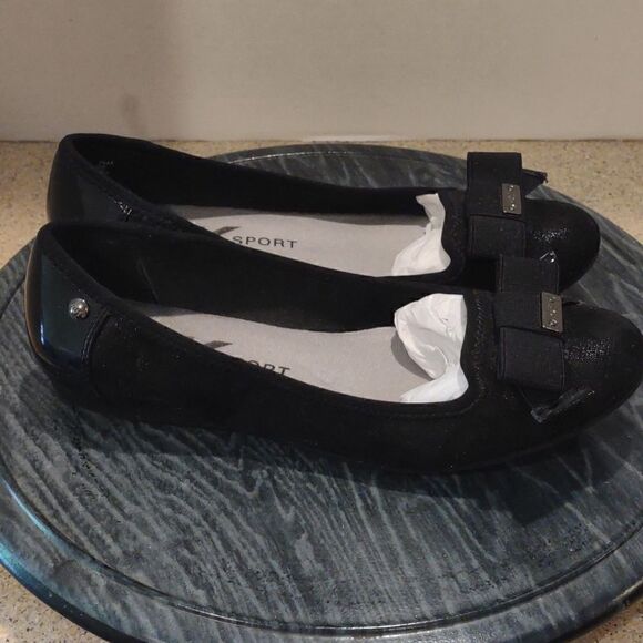 👍 AK Black Flats Size 7.5  A12 - Picture 1 of 4